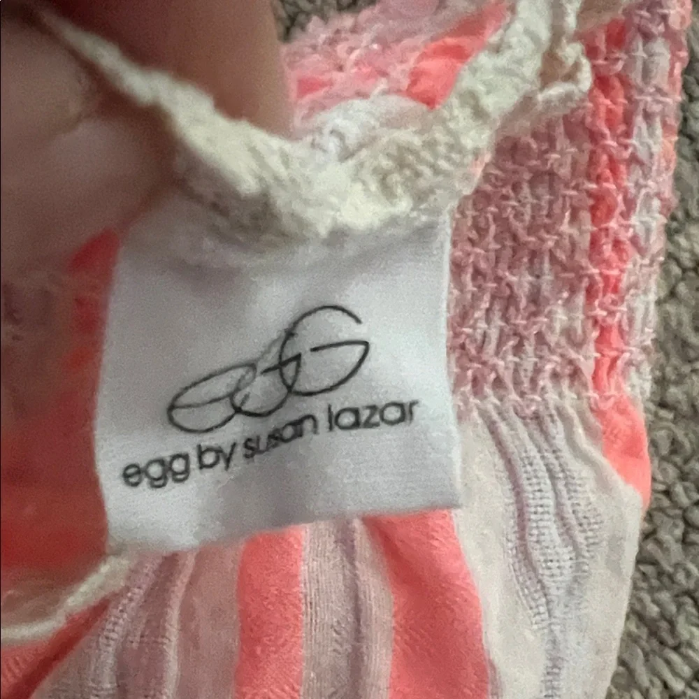 Egg by Susan lazar Baby Girl Striped Pink and White romper 12M Spring Summer
